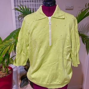 Slime Green Y2K Rhinestone Pullover